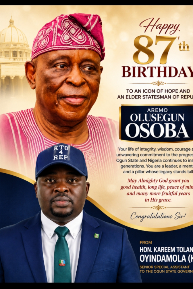 Hon. Kareem Tolani Oyindamola (KTO) celebrate Aremo Olusegun Osoba @  87